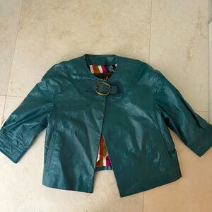 Coach Teal 100% Leather Jacket